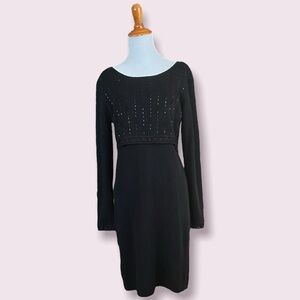 Carole Little Black Long Sleeve Dress with Embellishments